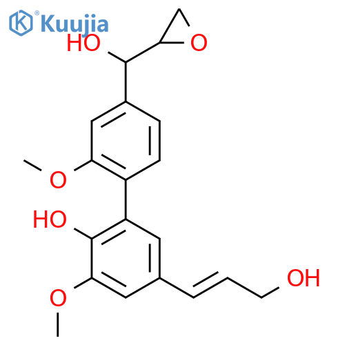 2-hydroxy-3,2'-dimethoxy-4'-(2,3-epoxy-1-hydroxypropyl)-5-(3-hydroxy-1-propenyl)biphenyl structure