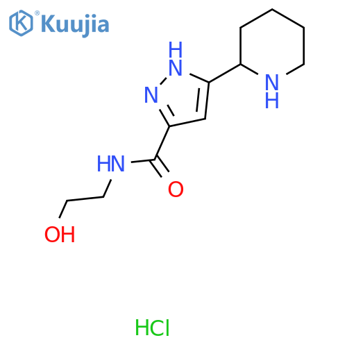 N-(2-Hydroxyethyl)-5-piperidin-2-yl-1H-pyrazole-3-carboxamide;hydrochloride structure