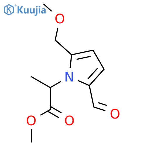 methyl 2-[2-formyl-5-(methoxymethyl)-1H-pyrrol-1-yl]propanoate structure