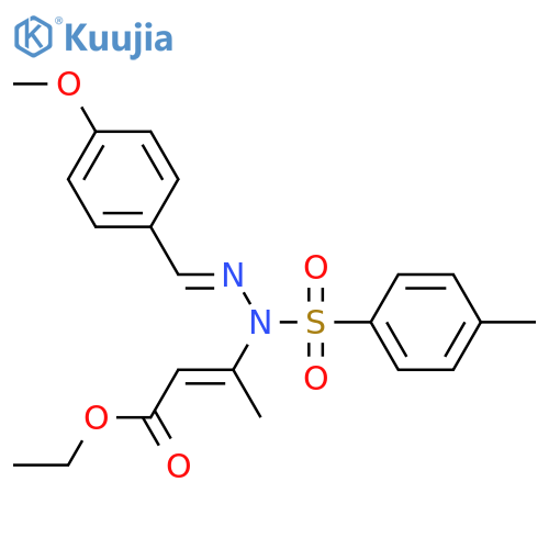 2-Butenoic acid, 3-[(2E)-2-[(4-methoxyphenyl)methylene]-1-[(4-methylphenyl)sulfonyl]hydrazinyl]-, ethyl ester, (2E)- structure