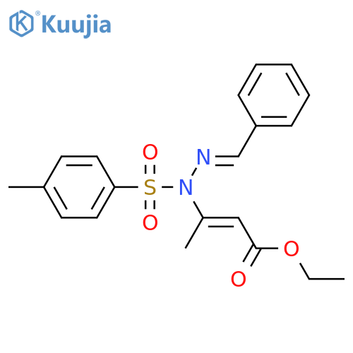 2-Butenoic acid, 3-[(2E)-1-[(4-methylphenyl)sulfonyl]-2-(phenylmethylene)hydrazinyl]-, ethyl ester, (2E)- structure