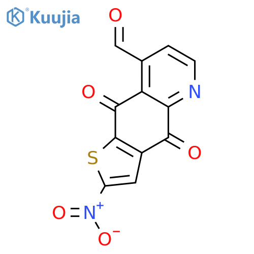 Thieno[2,3-g]quinoline-8-carboxaldehyde, 4,9-dihydro-2-nitro-4,9-dioxo- structure
