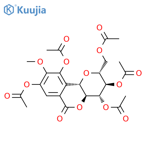 Pyrano[3,2-c][2]benzopyran-6(2H)-one, 3,4,8,10-tetrakis(acetyloxy)-2-[(acetyloxy)methyl]-3,4,4a,10b-tetrahydro- 9-methoxy-, [2R-(2a,3b,4a,4aa,10bb)]- structure