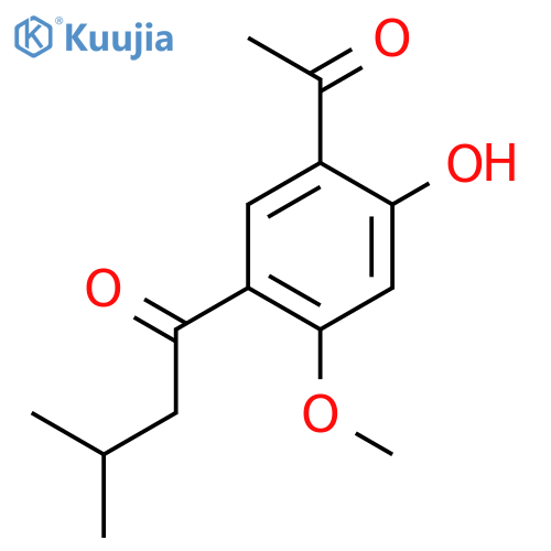 1-(2-methoxy-4-hydroxy-5-acetylphenyl)-3-methylbutan-1-one structure