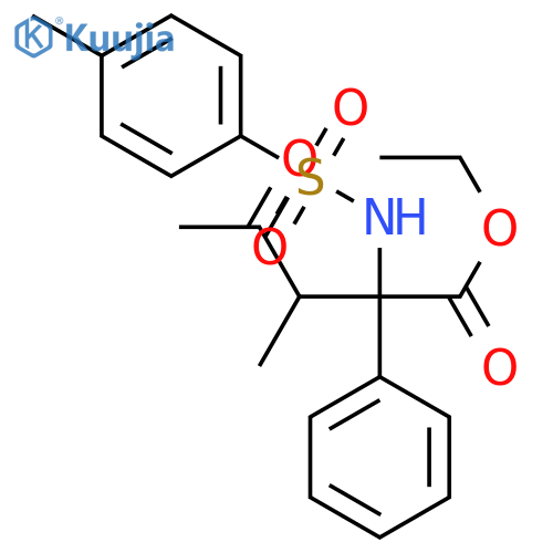 Benzeneacetic acid, α-[(1R)-1-methyl-2-oxopropyl]-α-[[(4-methylphenyl)sulfonyl]amino]-, ethyl ester, (αS)- structure