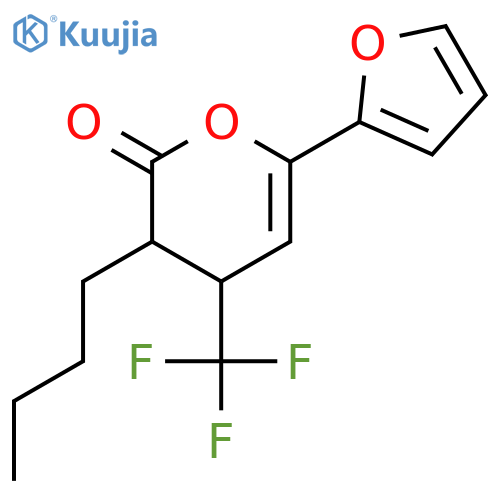 2H-Pyran-2-one, 3-butyl-6-(2-furanyl)-3,4-dihydro-4-(trifluoromethyl)-, (3S,4S)- structure