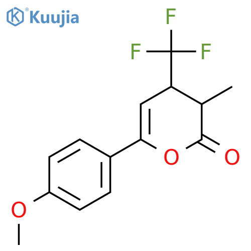 2H-Pyran-2-one, 3,4-dihydro-6-(4-methoxyphenyl)-3-methyl-4-(trifluoromethyl)-, (3S,4S)- structure