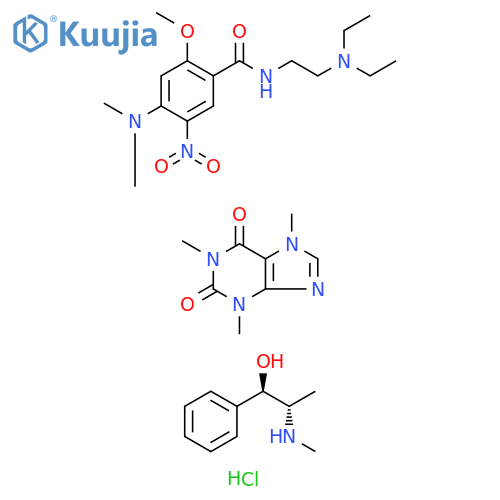 Benzamide, N-[2-(diethylamino)ethyl]-4-(dimethylamino)-2-methoxy-5-nitro-, mixt. with 3,7-dihydro-1,3,7-trimethyl-1H-purine-2,6-dione and (αR)-α-[(1S)-1-(methylamino)ethyl]benzenemethanol hydrochloride (9CI) structure