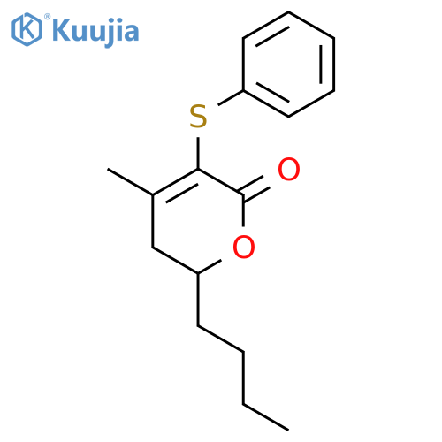 2H-PYRAN-2-ONE, 6-BUTYL-5,6-DIHYDRO-4-METHYL-3-(PHENYLTHIO)- structure