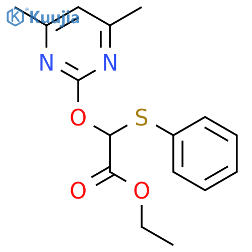 Acetic acid, [(4,6-dimethyl-2-pyrimidinyl)oxy](phenylthio)-, ethyl ester structure