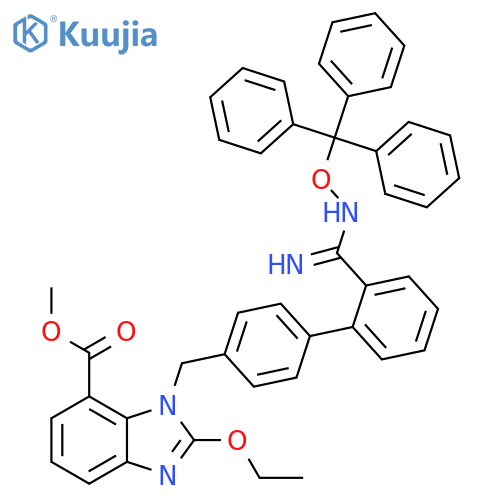 Methyl 2-Ethoxy-1-((2'-(N-(trityloxy)carbamimidoyl)-1,1'-biphenyl-4-yl)methyl)-1H-benzodimidazole-7-carboxylate structure