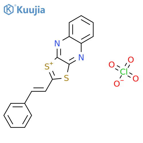 1,3-Dithiolo[4,5-b]quinoxalin-1-ium, 2-(2-phenylethenyl)-, perchlorate structure