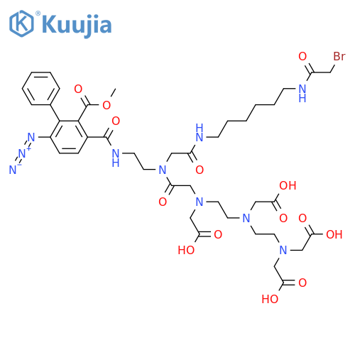 Glycinamide, N-[2-[[2-[bis(carboxymethyl)amino]ethyl](carboxymethyl)amino]ethyl]-N-(carboxymethyl)glycyl-N2-[2-[[[6-azido-2-(methoxycarbonyl)[1,1-biphenyl]-3-yl]carbonyl]amino]ethyl]-N-[6-[(2-bromoacetyl)amino]hexyl]- structure