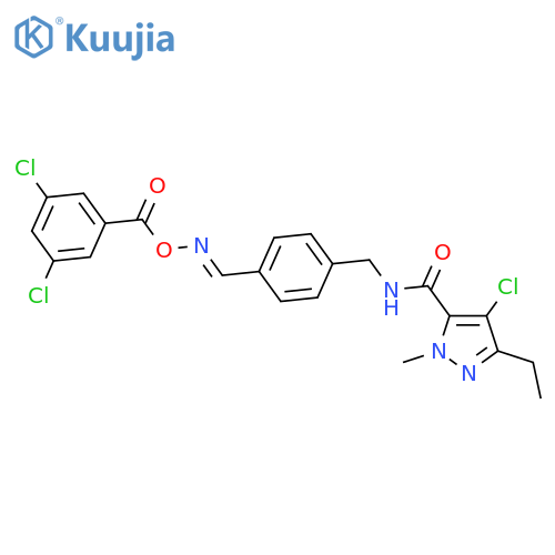 1H-Pyrazole-5-carboxamide, 4-chloro-N-[[4-[[[(3,5-dichlorobenzoyl)oxy]imino]methyl]phenyl]methyl]-3-ethyl-1-methyl- structure