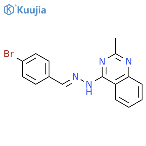 Benzaldehyde, 4-bromo-, (2-methyl-4-quinazolinyl)hydrazone structure