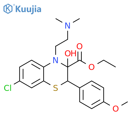 2H-1,4-Benzothiazine-3-carboxylic acid, 7-chloro-4-[2-(dimethylamino)ethyl]-3,4-dihydro-3-hydroxy-2-(4-methoxyphenyl)-, ethyl ester structure