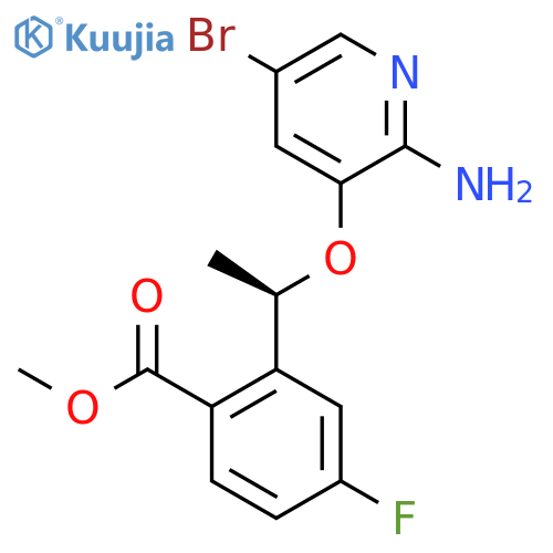 Methyl 2-[(1R)-1-(2-amino-5-bromopyridin-3-yl)oxyethyl]-4-fluorobenzoate structure