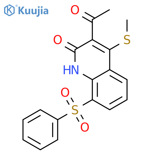 2(1H)-Quinolinone,3-acetyl-4-(methylthio)-8-(phenylsulfonyl)- structure