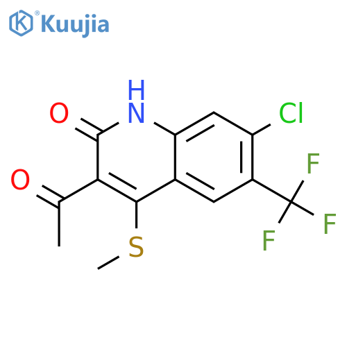 2(1H)-Quinolinone, 3-acetyl-7-chloro-4-(methylthio)-6-(trifluoromethyl)- structure