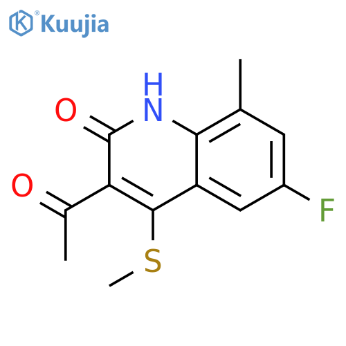 2(1H)-Quinolinone, 3-acetyl-6-fluoro-8-methyl-4-(methylthio)- structure