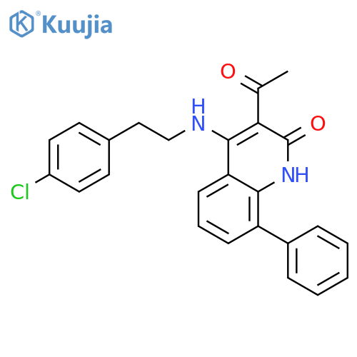 2(1H)-Quinolinone, 3-acetyl-4-[[2-(4-chlorophenyl)ethyl]amino]-8-phenyl- structure