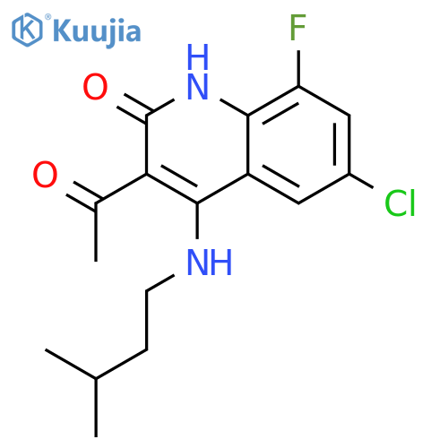 2(1H)-Quinolinone, 3-acetyl-6-chloro-8-fluoro-4-[(3-methylbutyl)amino]- structure