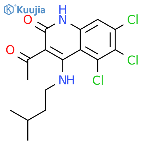 2(1H)-Quinolinone, 3-acetyl-5,6,7-trichloro-4-[(3-methylbutyl)amino]- structure