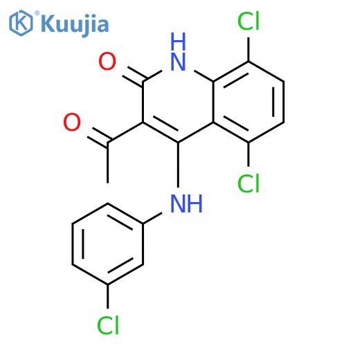 2(1H)-Quinolinone, 3-acetyl-5,8-dichloro-4-[(3-chlorophenyl)amino]- structure