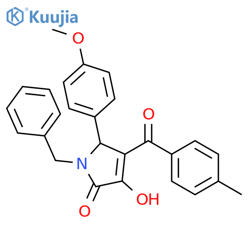 <br>1-Benzyl-3-hydroxy-5-(4-methoxy-phenyl)-4-(4-methyl-benzoyl)-1,5-dihydro-py rrol-2-one structure