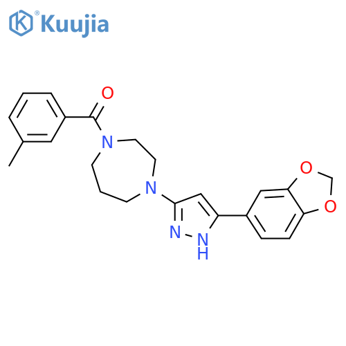 1-3-(2H-1,3-benzodioxol-5-yl)-1H-pyrazol-5-yl-4-(3-methylbenzoyl)-1,4-diazepane structure
