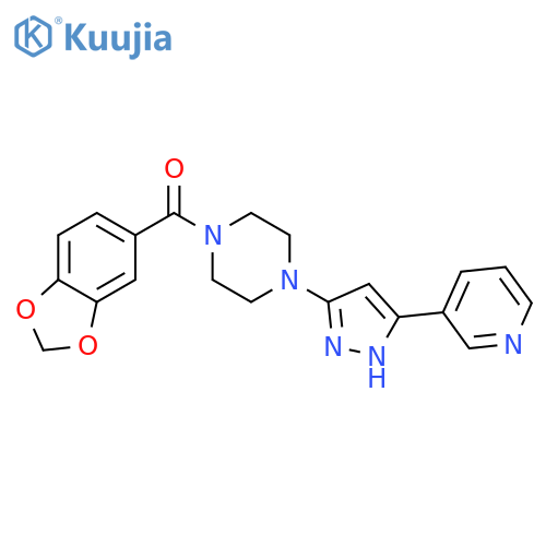 1-(2H-1,3-benzodioxole-5-carbonyl)-4-3-(pyridin-3-yl)-1H-pyrazol-5-ylpiperazine structure