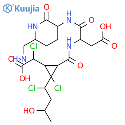 Cyclopropaneaceticacid,3-[[[2-[[6-(aminomethyl)-2-oxo-3-piperidinyl]amino]-1-(carboxymethyl)-2-oxoethyl]amino]carbonyl]-a,2-dichloro-2-(1-chloro-3-hydroxybutyl)-(9CI) structure