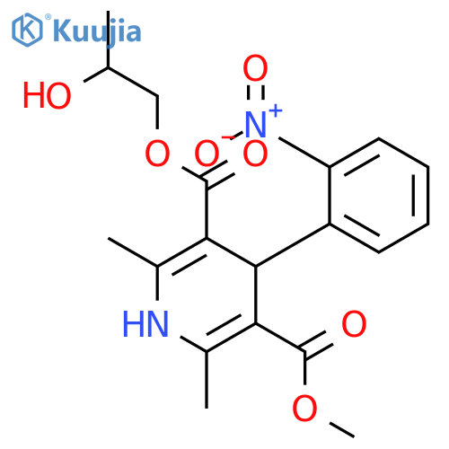 3,5-Pyridinedicarboxylicacid, 1,4-dihydro-2,6-dimethyl-4-(2-nitrophenyl)-, 3-[(2R)-2-hydroxypropyl]5-methyl ester, (4S)-rel- structure