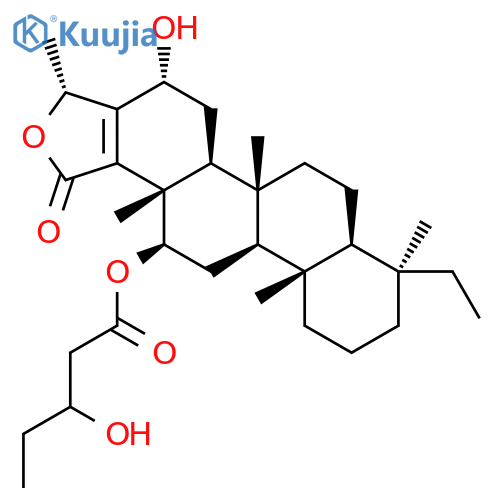 Pentanoic acid,3-hydroxy-,(3R,4R,5aS,5bR,7aS,8S,11aS,11bR,13R,13aS)-8-ethyl-1,3,4,5,5a,5b,6,7,7a,8,9,10,11,11a,11b,12,13,13a-octadecahydro-4-hydroxy-3,5b,8,11a,13a-pentamethyl-1-oxochryseno[1,2-c]furan-13-ylester structure