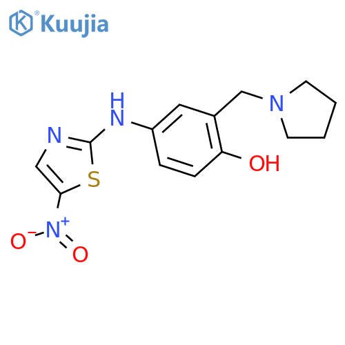 Phenol, 4-[(5-nitro-2-thiazolyl)amino]-2-(1-pyrrolidinylmethyl)- structure