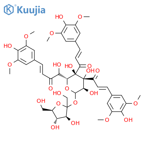 a-D-Glucopyranoside,3,4-bis-O-[(2E)-3-(4-hydroxy-3,5-dimethoxyphenyl)-1-oxo-2-propen-1-yl]-b-D-fructofuranosyl,6-[(2E)-3-(4-hydroxy-3,5-dimethoxyphenyl)-2-propenoate] structure