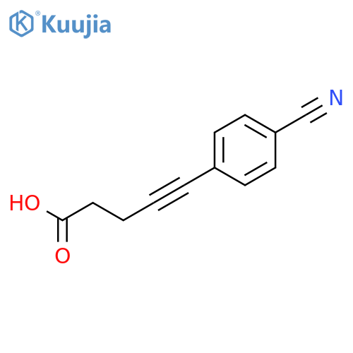 5-(4-cyanophenyl)pent-4-ynoic acid structure