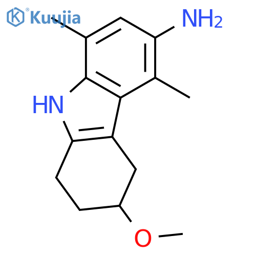 1H-Carbazol-6-amine, 2,3,4,9-tetrahydro-3-methoxy-5,8-dimethyl-, (±)- structure