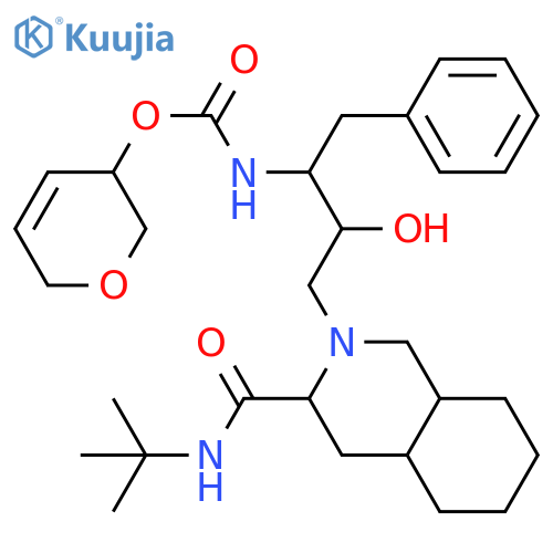 Carbamic acid,[3-[3-[[(1,1-dimethylethyl)amino]carbonyl]octahydro-2(1H)-isoquinolinyl]-2-hydroxy-1-(phenylmethyl)propyl]-,3,6-dihydro-2H-pyran-3-yl ester, [3S-[2[1R*(S*),2S*],3a,4ab,8ab]]- (9CI) structure