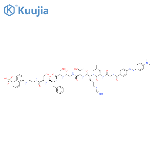 L-Serinamide,N-[4-[[4-(dimethylamino)phenyl]azo]benzoyl]glycyl-L-leucyl-L-arginyl-L-threonyl-L-glutaminyl-L-seryl-L-phenylalanyl-N-[2-[(5-sulfo-1-naphthalenyl)amino]ethyl]-(9CI) structure