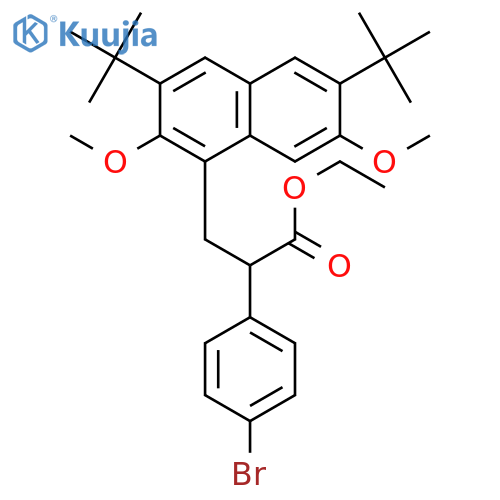 1-Naphthalenepropanoic acid, α-(4-bromophenyl)-3,6-bis(1,1-dimethylethyl)-2,7-dimethoxy-, ethyl ester structure