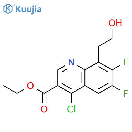 3-QUINOLINECARBOXYLIC ACID, 4-CHLORO-6,7-DIFLUORO-8-(2-HYDROXYETHYL)-, ETHYL ESTER structure