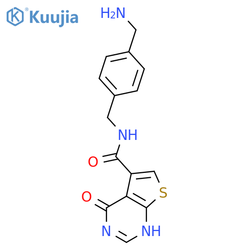 Thieno[2,3-d]pyrimidine-5-carboxamide, N-[[4-(aminomethyl)phenyl]methyl]-1,4-dihydro-4-oxo- structure