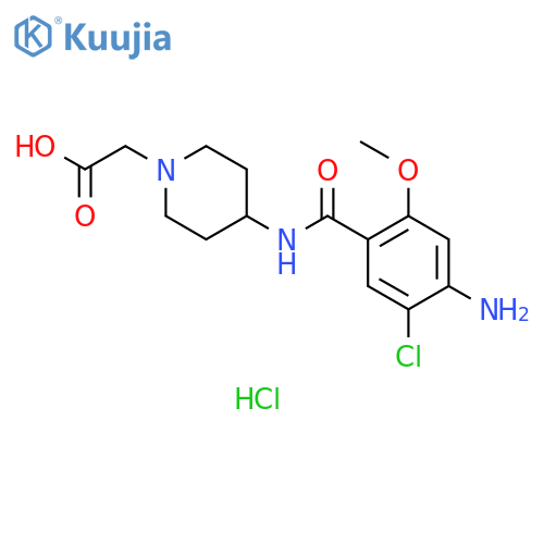 1-Piperidineacetic acid, 4-[(4-amino-5-chloro-2-methoxybenzoyl)amino]-, hydrochloride (1:1) structure