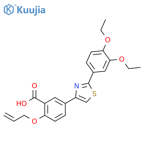 Benzoic acid, 5-[2-(3,4-diethoxyphenyl)-4-thiazolyl]-2-(2-propenyloxy)- structure