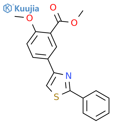Benzoic acid, 2-methoxy-5-(2-phenyl-4-thiazolyl)-, methyl ester structure