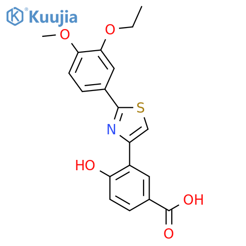 Benzoic acid, 3-[2-(3-ethoxy-4-methoxyphenyl)-4-thiazolyl]-4-hydroxy- structure