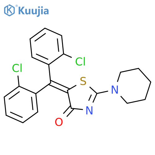 4(5H)-Thiazolone, 5-[bis(2-chlorophenyl)methylene]-2-(1-piperidinyl)- structure