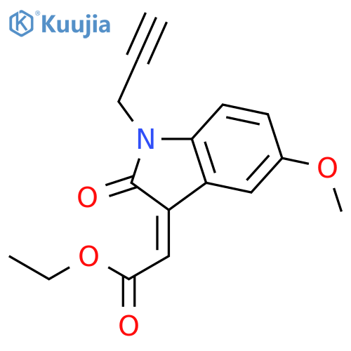 Acetic acid, 2-[1,2-dihydro-5-methoxy-2-oxo-1-(2-propyn-1-yl)-3H-indol-3-ylidene]-, ethyl ester, (2E)- structure