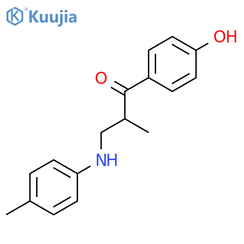 1-Propanone, 1-(4-hydroxyphenyl)-2-methyl-3-[(4-methylphenyl)amino]- structure